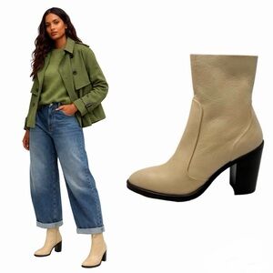 Anthropologie Farylrobin Ruth Ankle Boots Size EU 36 Fawn Leather Quiet Luxury